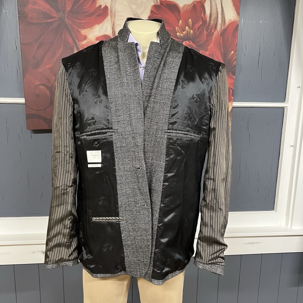 Billy Reid Knit Blazer Sport Coat Mens 44R Viscose Blend Stretch Gray/Black - Picture 12 of 12